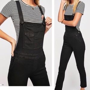 Free People Black Washed Denim Overalls Size 26